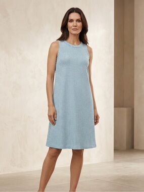 lou and grey gingham dress Lou & Grey | Dresses | Lou Grey Gingham Check Tiered Tank Midi Smocked Dress  In Coralwhite Size L